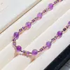 Collar estilo Ins de amatista natural transparente como el hielo con diseño de cielo estrellado, cadena para la clavícula, cadena para suéter, pulsera