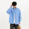 Nueva moda de otoño estilo coreano moderna versátil camisa de manga larga, corte holgado, talla grande, top casual para hombre para adolescentes
