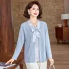 Camisa Elegante de Otoño para Mamá Cardigan Falso de Dos Piezas Moda Primavera y Otoño para Mujeres de Mediana Edad y Mayores Top de Punto de Manga Larga para Base
