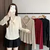 Moda Nueva Primavera 2026 Camiseta Elegante y Estilosa de Manga Larga con Cintas para Mujer Tallas Grandes, Corte Ajustado y Favorecedor