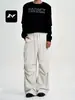 Pantalones de Trabajo Paracaidista de Secado Rápido Estilo Retro Americano Fengmei Unisex Sueltos Plisados con Cordón Caída Casual Pierna Recta Largo Hasta el Suelo