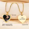 Colgante Termoactivado de Acero Inoxidable Europeo y Americano Transfronterizo con Foto de Transferencia Térmica Incrustada que Cambia de Color con la Temperatura, Collar con Forma de Corazón