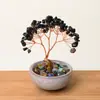 Figurita de Árbol de la Riqueza de Citrino Natural Árbol de la Riqueza de Amatista 6 Ramas 9 Perlas Decoración de Escritorio para Oficina en Casa