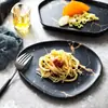 Vajilla de imitación de porcelana A5 negro dorado creativa plato para platos occidentales plato para bistec de melamina plato personalizado para frutas platos fríos postre