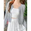 Cárdigan de punto protector del sol para mujer, chal ligero de verano para aire acondicionado, cobertura exterior, chaqueta corta fina