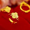 Anel de rosto de diamante de imitação de trevo de quatro folhas Anel de flor feminina de latão banhado a ouro Grama da sorte Anel aberto por um longo tempo