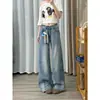Pantalones de pierna ancha de carpa mareal en stock jeans de tiro bajo mujer otoño e invierno retro americano caída sueltos adelgazantes calle alta pantalones de pierna recta