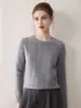Suéter Cálido de Punto Fino Retro Retorcido Color Sólido Engrosado de Invierno Cuello Redondo 100% Cachemir Puro para Mujer