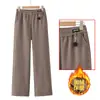Outono e Inverno 2025 Roupa para Mãe Calças Retas Engrossadas com Forro de Lã Calças Casuais Cintura Elástica Calças Femininas Novo Estilo para Mulheres de Meia-Idade e Idosas
