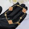 Artesanato de desenho italiano estilo palácio vintage tianhe pedra terno trevo de quatro folhas pulseira ágata rosa colar anel orelha