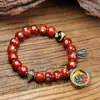 Pulsera de Hueso de Camello de Xizang Círculo Único Barril de Hueso de Flujo Inverso Cuenta Colgante Thangka del Día Negro Grande Estilo Xizang Pulsera Vintage para Jugar