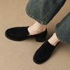 2 Tipos de Forro, Zapatos de Tacón Alto Retro de Piel de Oveja de Primera Capa, Lujo Accesible y Zapatos Planos de Alto Gusto, Mocasines de Otoño para Mujer, Cuero Genuino para Mujer