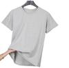 Algodón Pesado Marca de Moda Blanco Color Sólido Holgado Cuello Redondo Primavera y Verano Camiseta Básica de Manga Corta Top Interior Ropa de Hombre