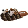 Pantuflas de Felpa Rayadas con Perrito 3D de Dibujos Animados Estilo Otoño/Invierno para Mujer Calientes con Felpa Adicional Suela Suave Antideslizantes Puntera Cerrada Pantuflas de Algodón