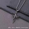 Colgante de Cruz Simple Estilo Coreano con Anillos para Hombres y Mujeres Hip Hop Calle Personalidad Collar Versátil Cadena Larga para Suéter Venta al por Mayor