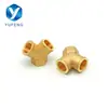 Conexão em Y de Latão de Três Vias com Rosca Interna e Externa, Rosca NPT, Conector T em Y de 45 Graus Padrão Americano, Conexão de Cobre Um-para-Dois, Transfronteiriço