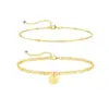 Tobillera con colgante de disco de comercio exterior transfronterizo con 26 letras, moderna, actual, simple, estilo casual, cadena doble para el tobillo para mujer 2026