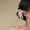 2026 Presilha de Cabelo com Laço Rosa Suave e Puro e Franja de Pérolas, Acessório de Cabelo Lateral Feminino e Elegante