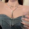 Collar extraíble para mujer, diseño lujoso y ligero, cadena de hueso de serpiente de alta gama, cadena de cuello sencilla que combina con todo, cadena larga de lana.