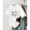 Chica gorda de 200 jin verano nuevo versátil estilo básico inferior dobladillo redondo estampado letra manga corta camiseta casual 0320