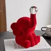 Presente Criativo de Casamento para Recém-Casados, Decoração de Entrada de Sala de Estar Nova, Enfeites de Quarto, Caixa de Lenços Elefante Vermelho Aveludado