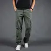 Pantalones Casuales Transfronterizos para Hombre Primavera Nuevo Algodón Puro Talla Grande Monos Holgados Deportivos Rectos Exteriores Pantalones de Múltiples Bolsillos