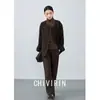Abrigo de Lana de Lujo de Gama Alta con Cuello Redondo y Manga Larga para Mujer, Nuevo Estilo Otoño e Invierno 2026, Top de Moda y Versátil para Figuras Pequeñas