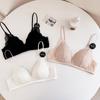 Sujetador de encaje estilo francés sexy con escote en V profundo para mujer, push-up de pecho pequeño, sin aros de acero, antiflacidez, cómodo y transpirable 1338