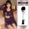 Lencería Sexy Floral Marina Estilo Puro Deseo Vestido Bodycon Transparente de Manga Larga Uniforme de Chica Atrevida Conjunto para el Hogar Mujer A338