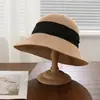 Sombrero de Sol de Playa para Viajes al Aire Libre de Verano para Mujeres Sombrero de Pescador Retro Francés Sombrero de Paja con Ala Ancha Sombrero Parasol