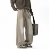 Pantalones de chándal de estilo americano para calle, de pierna curva, para hombre y mujer, pantalones de pierna ancha con lavado degradado negro oscuro, bolsillos tridimensionales de trabajo, pantalones largos de moda