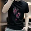 Camiseta de Manga Corta de Lujo de Marca Europea de Moda para Hombre con Estampado de Motocicleta, Top de Media Manga para Hombres Jóvenes
