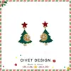 Brincos de Natal com Franja de Estrela de Cinco Pontas, Brincos Fofos e Doces de Outono e Inverno, Versáteis e Estilosos, Presilhas para Orelha sem Furo para Mulheres