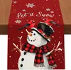 Caminho de Mesa com Estampa de Natal Decoração de Mesa para Festa de Feriado Toalha de Mesa de Natal Toalha de Mesa com Árvore de Natal Boneco de Neve Atacado