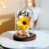 Ramo de Girasoles con 7 Rosas Eternas en una Cúpula de Cristal, Decoración para Temporada de Cumpleaños y Graduación, Regalo Transfronterizo para el Día de San Valentín