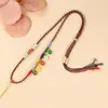Cordón de Collar de los Cinco Dioses de la Fortuna, Collar Tejido a Mano, Cordón de Cuello Semi-Terminado, Cordón Colgante de Hilo de Algodón Estilo Tíbet, Cadena de Colgante Dorada