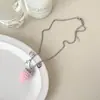 Colar Pingente com Borla de Cristal Pérola Morango Design de Nicho, Simples e Elegante, Corrente de Suéter Estilo Ins, Casual e Versátil