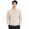 Polo Tricot Masculino Manga Longa Gola Lapela Estampa Abacaxi Masculino Suéter Masculino Outono Inverno Estilo Old Money Negócios Toque de Luxo