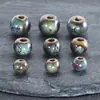 Contas de cerâmica com furo grande material para joias DIY acessórios para pulseira contas soltas redondas argila cerâmica contas de cerâmica da concubina imperial acessórios feitos à mão