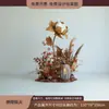 Escena de decoración de escaparate de tienda de ropa con flores de otoño, juncos, hierba y flores secas para una transmisión en vivo con temática femenina