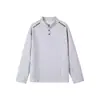 Sudadera Pesada con Cuello Henley para Hombre, Nuevo Estilo Otoño 2026, Camiseta de Manga Larga Desestructurada Estilo Americano Holgado, Camiseta Básica, Transfronterizo