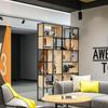 Estante de Livros de Ferro Divisória de Piso Rack de Armazenamento Tela de Escritório Estante de Livros Rack de Exibição Sala de Jantar Sala de Estar Armazenamento Madeira Sólida Simples
