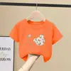 Ropa de Verano de Manga Corta para Niñas de Algodón Puro 2026 Nuevo Estilo Coreano Holgado Camisetas de Manga Media para Niñas Ropa Infantil Camiseta Verano