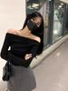 Top de diseño irregular con hombros descubiertos para chica sexy, top para mujer con hombros descubiertos, estilo coreano, top para mujer dulce y picante, camiseta de deseo puro para mujer