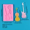 Molde de silicone para partitura musical, molde de silicone para decoração de bolo de instrumento musical guitarra