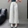 Calças Casuais Finas de Verão para Meninas Médias e Grandes Novas Roupas Infantis Meninas Kids Punhos de Renda Soltos Calças Cropped de Bolinhas