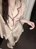 Pijama de manga larga de lunares estilo coreano para mujer, nuevo modelo primavera y otoño 2026, cárdigan y pantalón largo, conjunto de ropa de casa de alta gama, talla grande