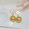 Pendientes de perlas de trébol de cuatro hojas de la suerte moda clásica moda dulce nicho para mujer venta al por mayor cuentas de concha nácar