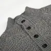 Cuello alto medio, estilo old money, medio abotonado, suéter de punto grueso, unisex de otoño, estilo fresco y relajado, tejido pullover
