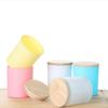Copo de vidro redondo fosco colorido multi-especificação com tampa de bambu vela de aromaterapia Copo frasco transparente recipiente de vela diy